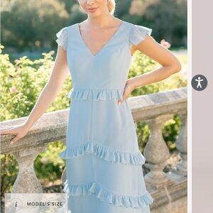 Revelry Light Blue Ruffled Maxi Dress